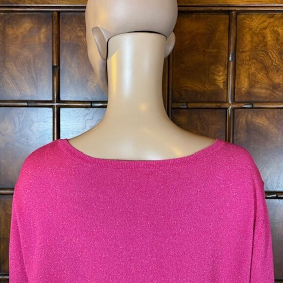 Chico's Pink Sweeping Crew Neck Shimmer Lightweight Sweater - Picture 9 of 14